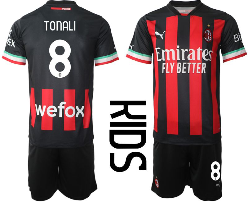 Youth 2022-2023 Club Ac Milan home black #8 Soccer Jersey->youth soccer jersey->Youth Jersey